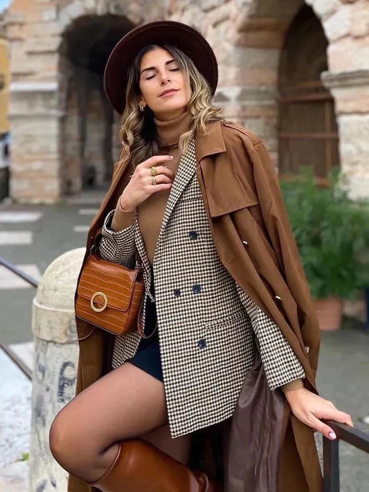 Karierte Blazerjacke im Vintage-Stil